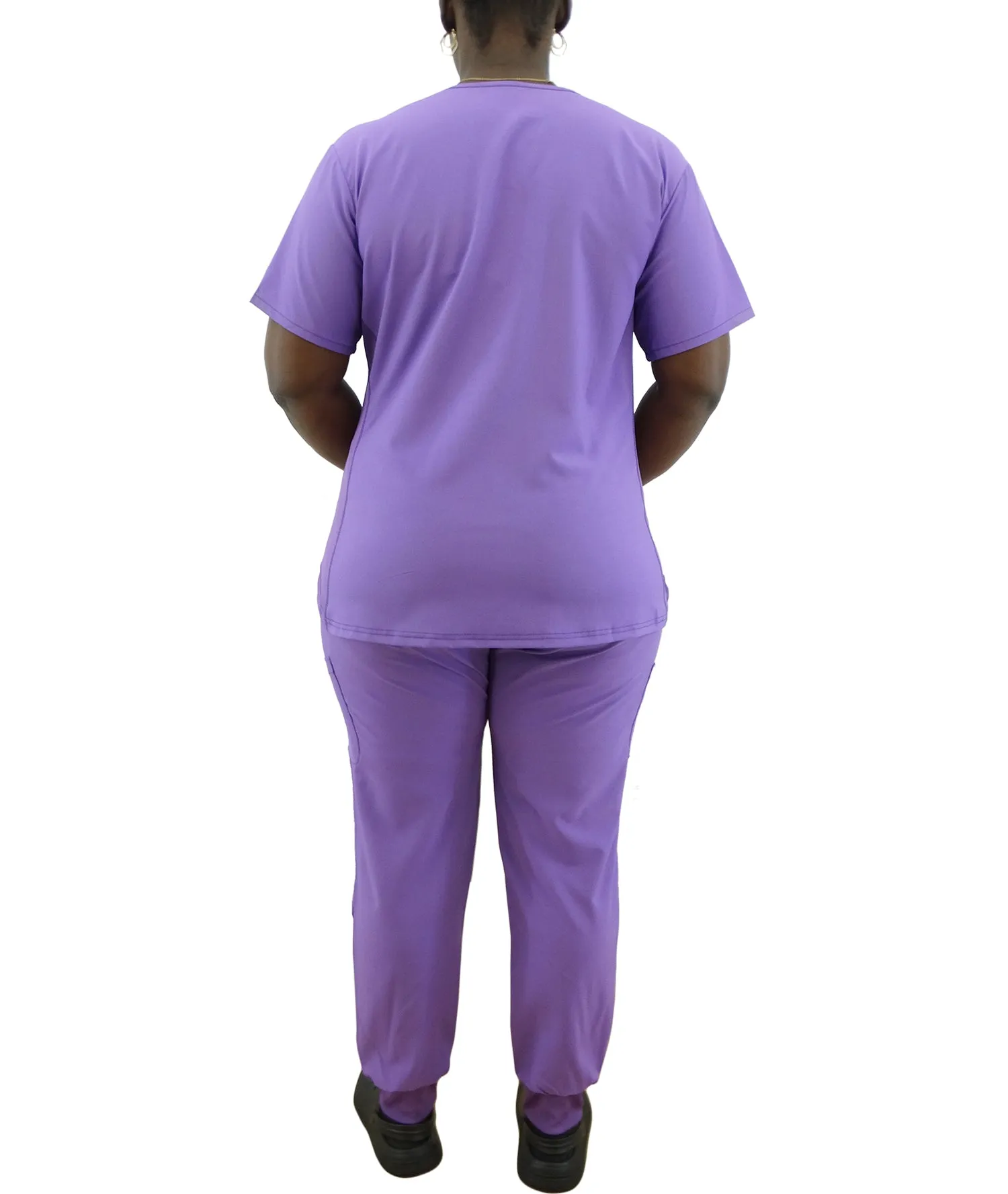 1375PLUM, Scrubaid, 2pc Jogger Pants Scrub Set-Plum (S-2XL)