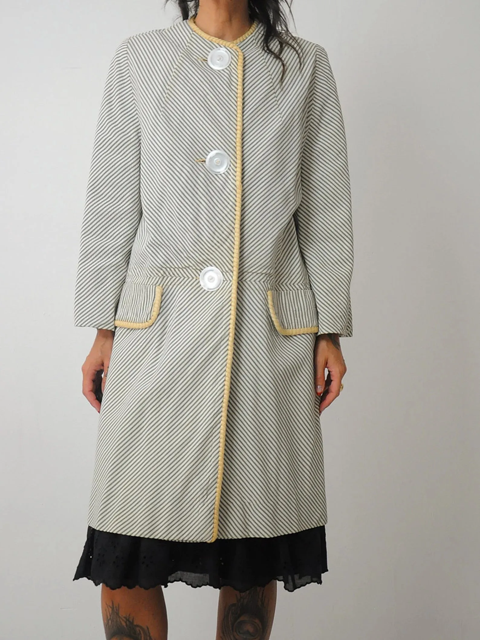 1960's Striped Seersucker Minimal Trench