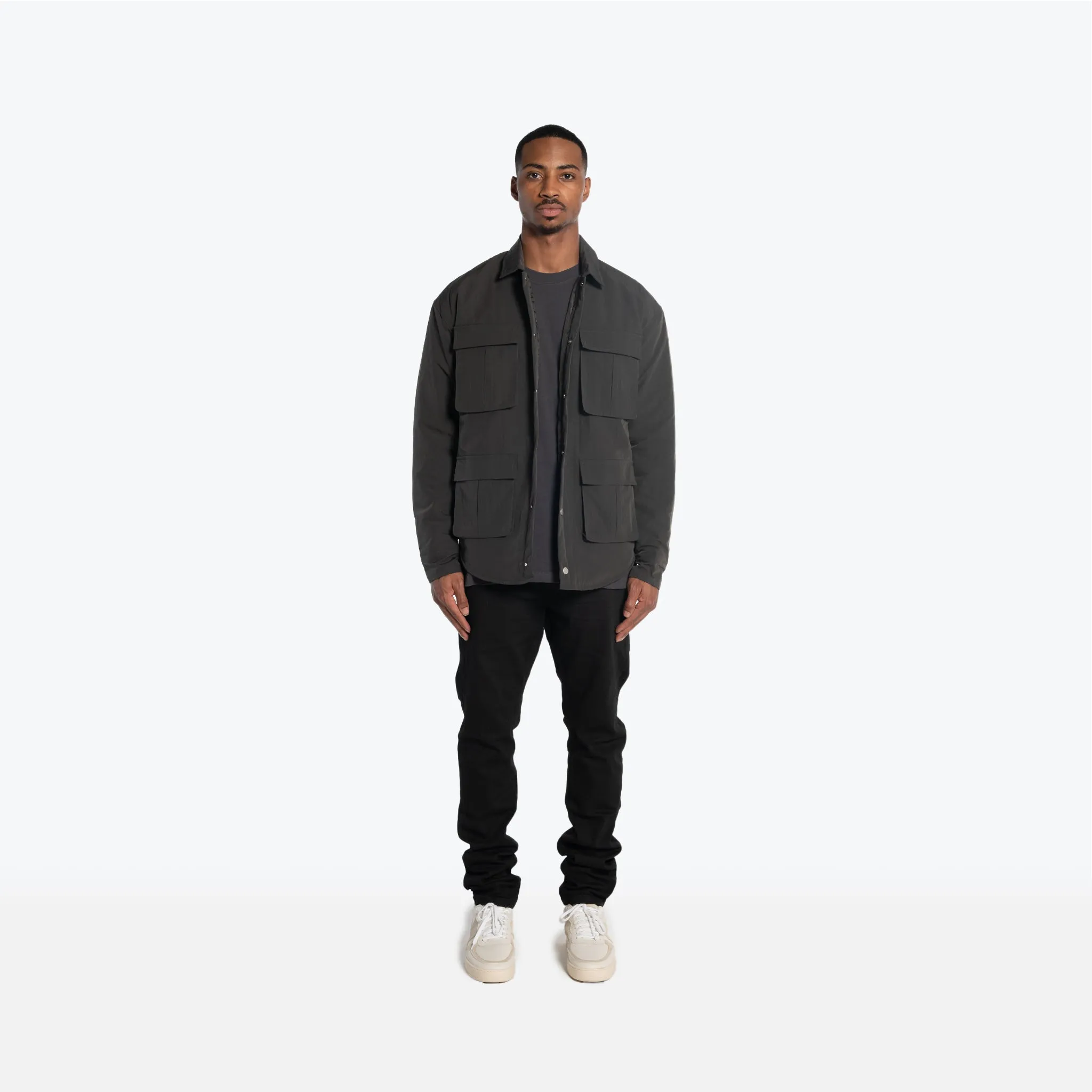 4 POCKET NYLON OVERSHIRT - CHARCOAL