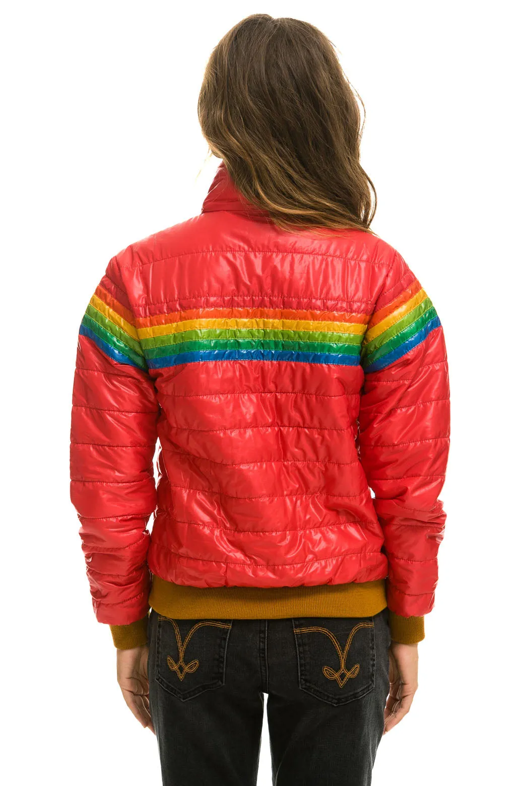 6 STRIPE RAINBOW SLEEVE JACKET -  GLOSSY CHERRY