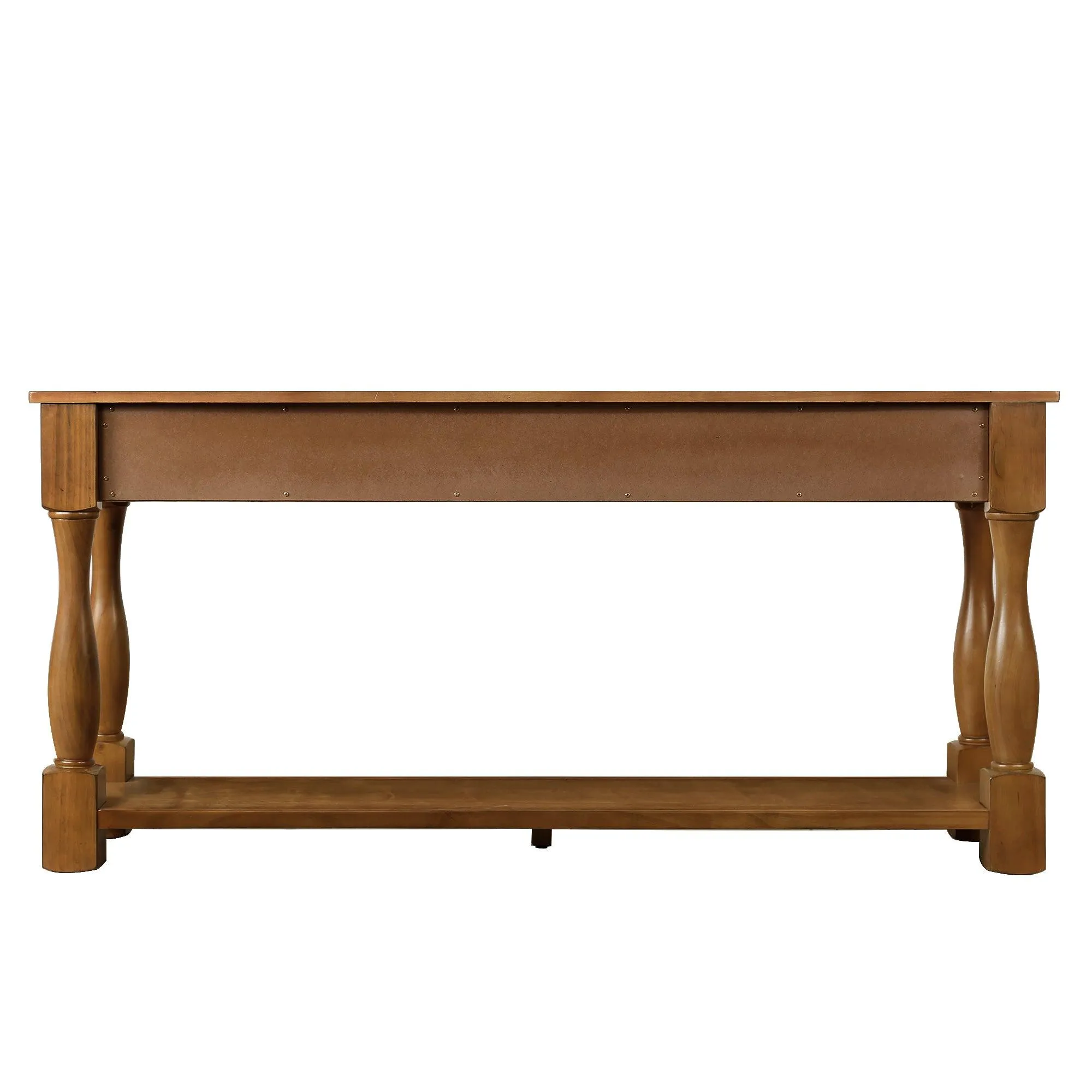 63" Wood Console Table with 3 Drawers and Bottom Shelf, Easy Assembly, Brown