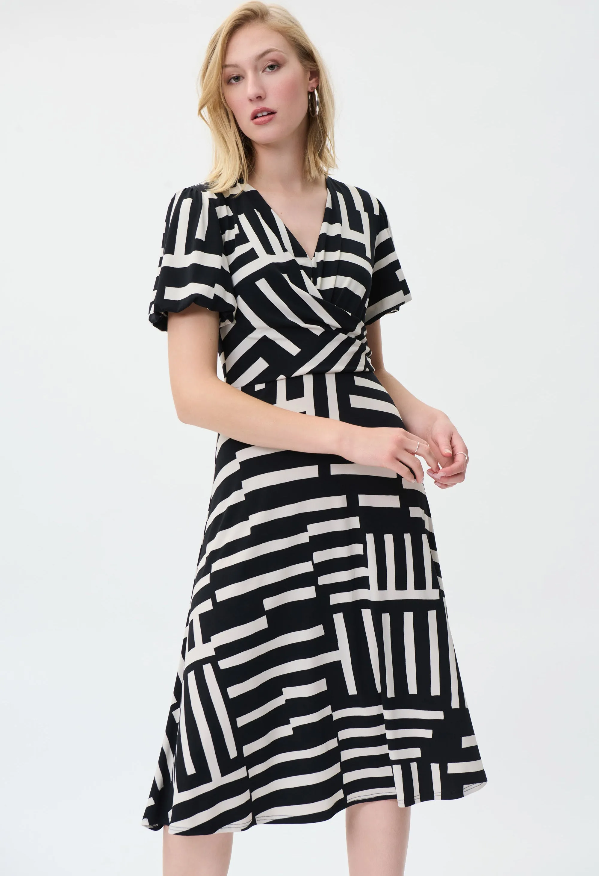 Abstract Print Wrap Dress-1