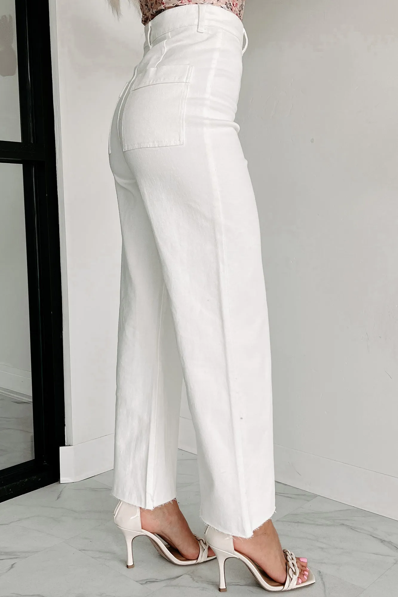 According To Plan High Rise Wide Leg Crop Jeans (White)