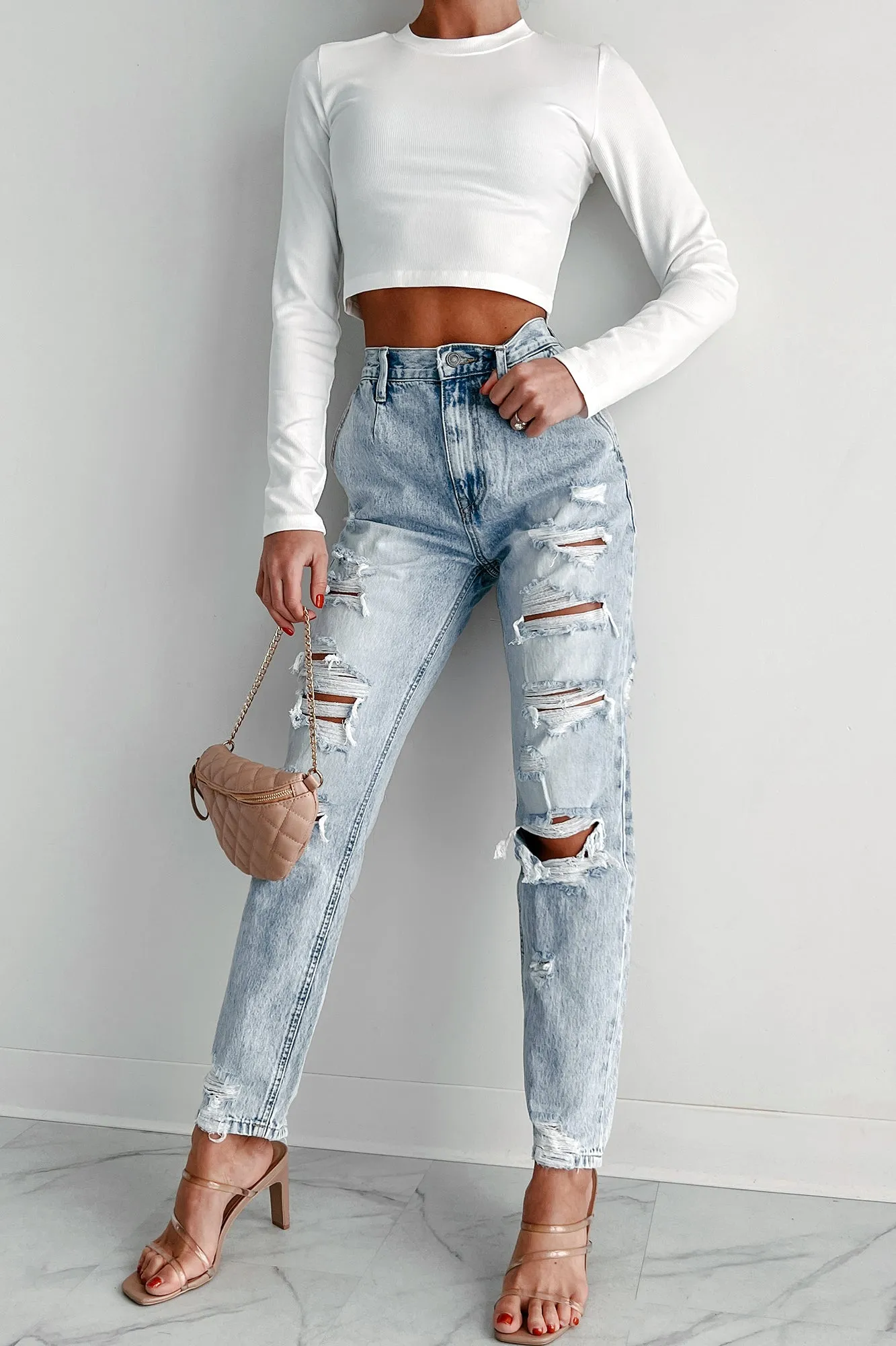 Ain't Gonna Lie High Rise Distressed Baggy Kancan Jeans (Light)