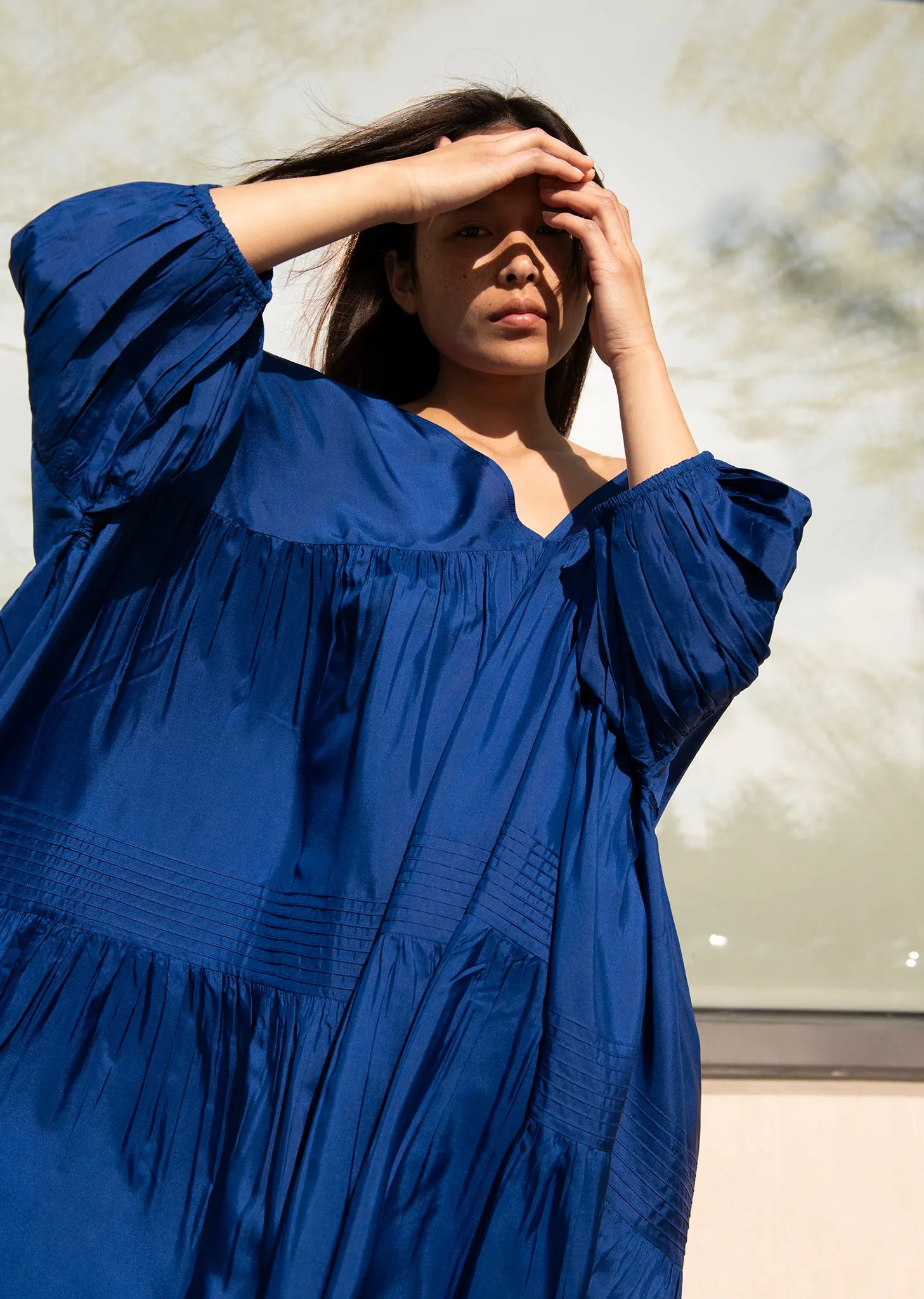 Airi Silk Habotai Maxi Dress — Ultramarine