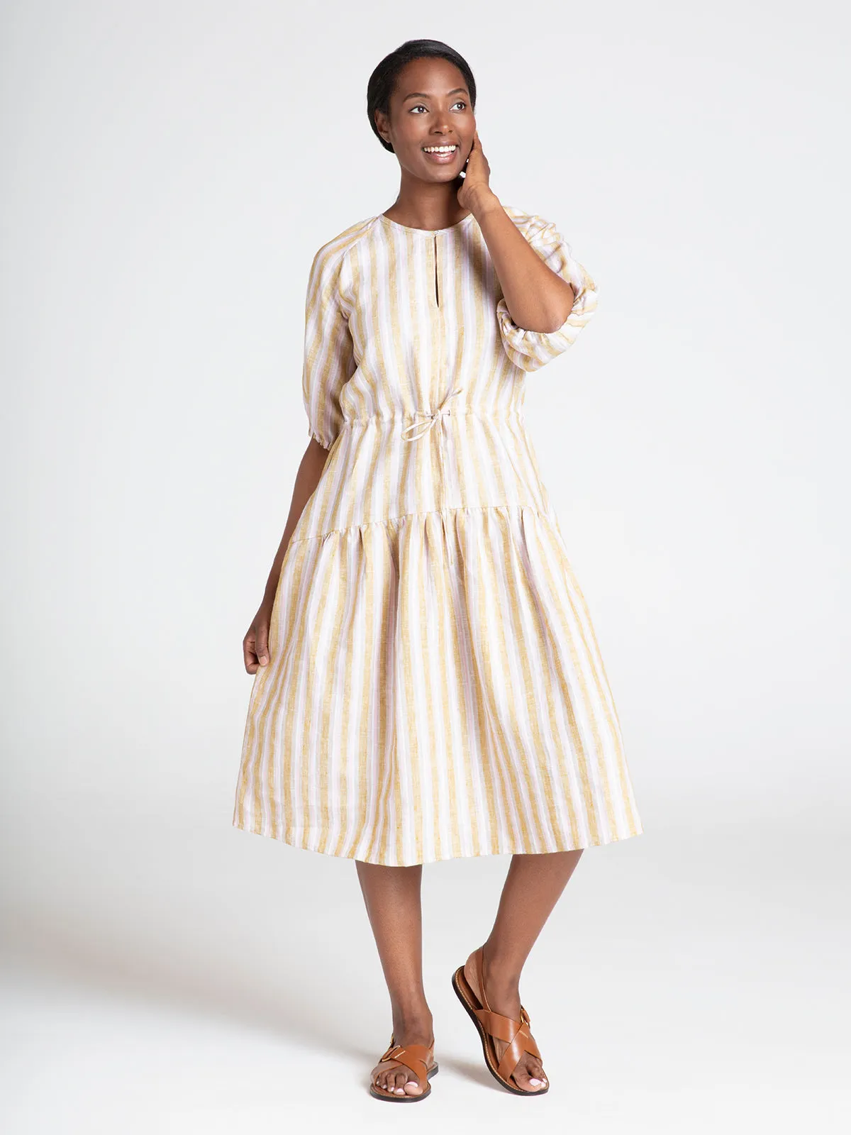 Alana Hemp Stripe Midi Dress - Multi