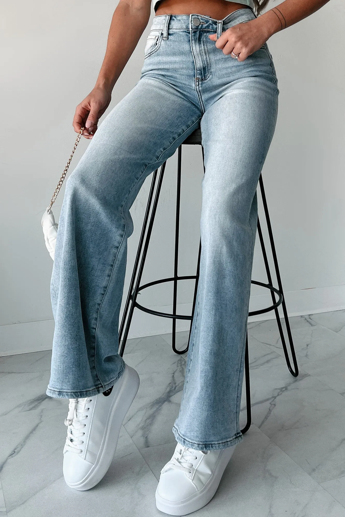 Alana High Rise Wide Leg Risen Jeans (Light)