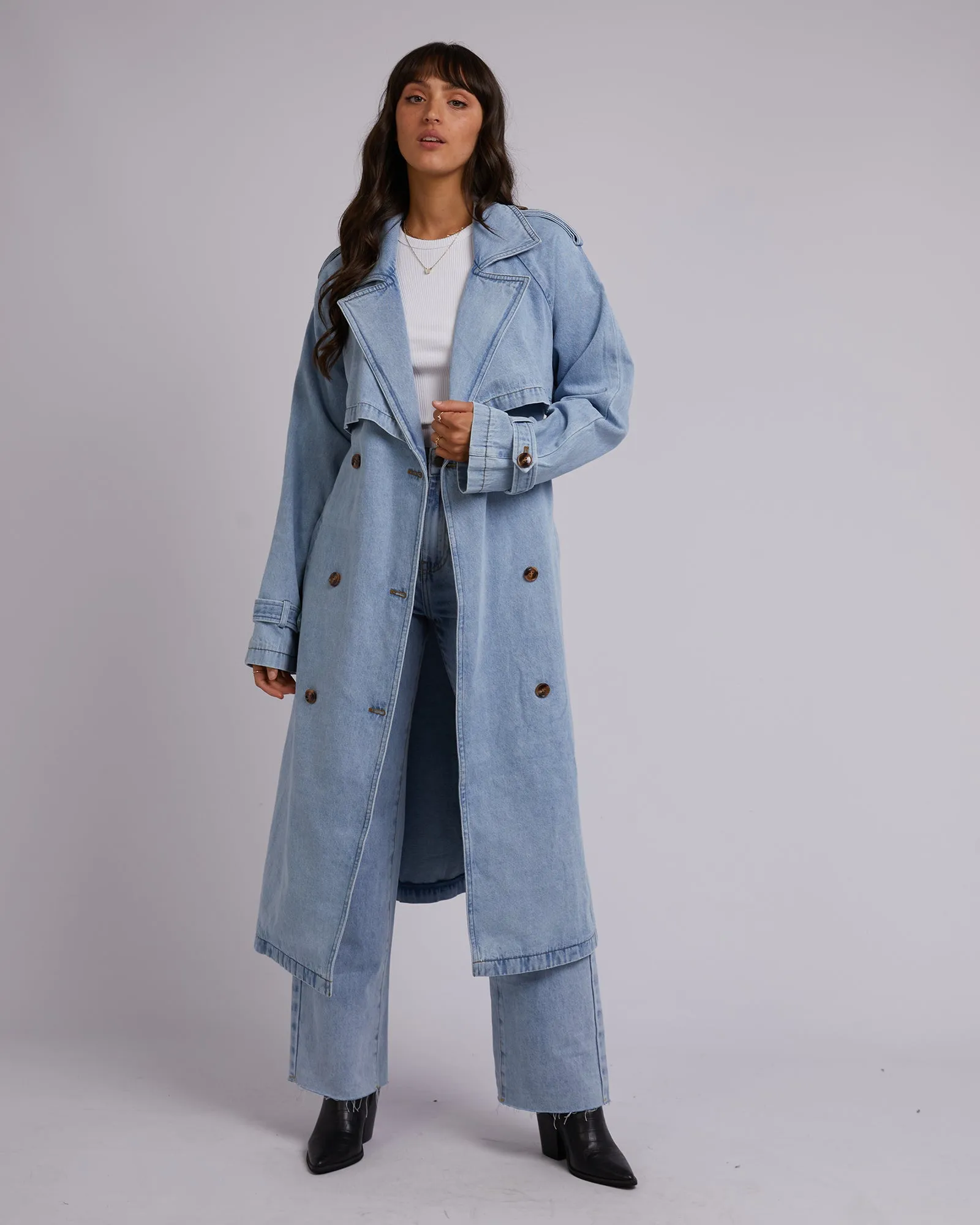 All About Eve Rio Trench Coat Light Blue