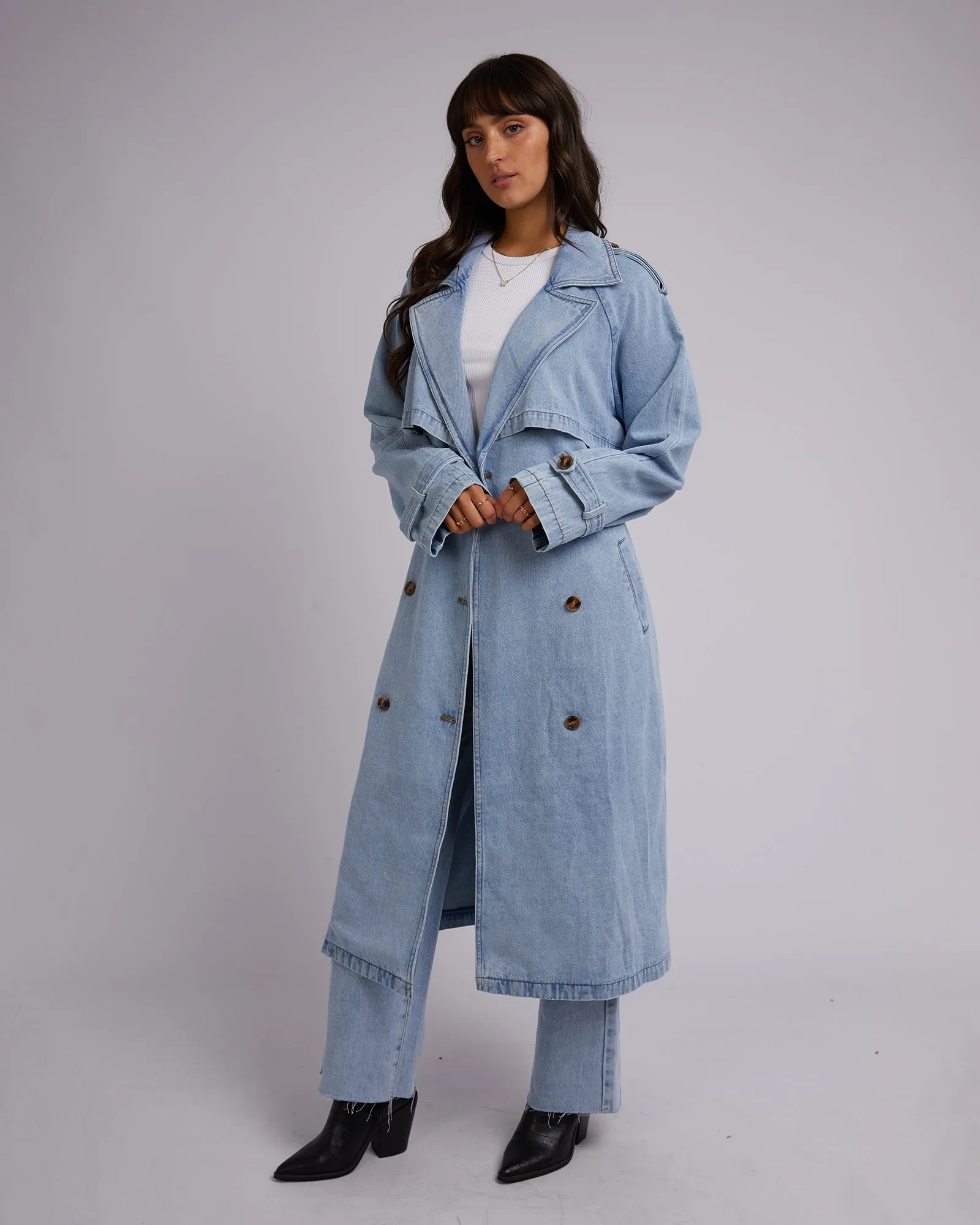 All About Eve Rio Trench Coat Light Blue