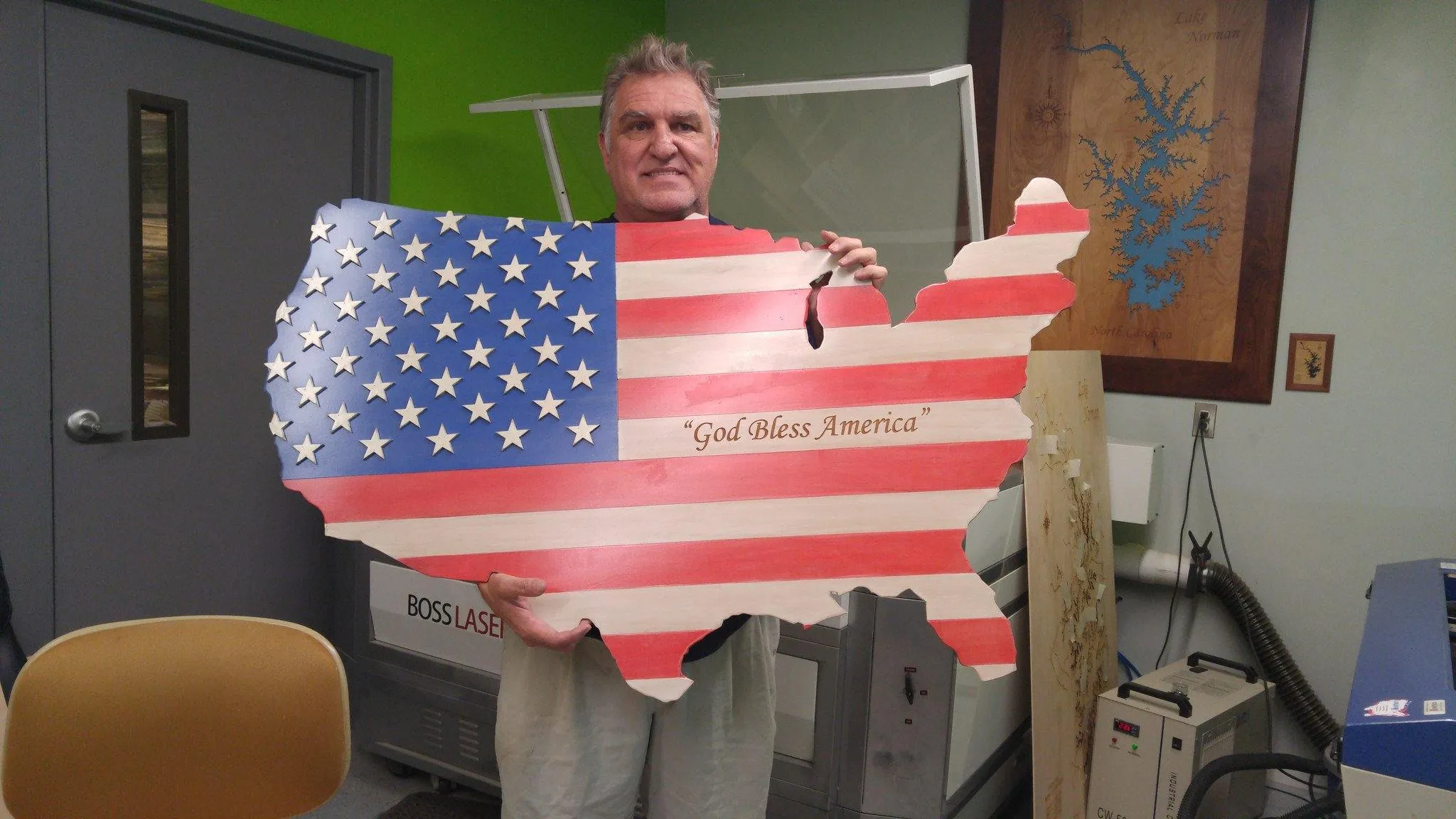 American Flag Wood Sign Large 48" x 36"