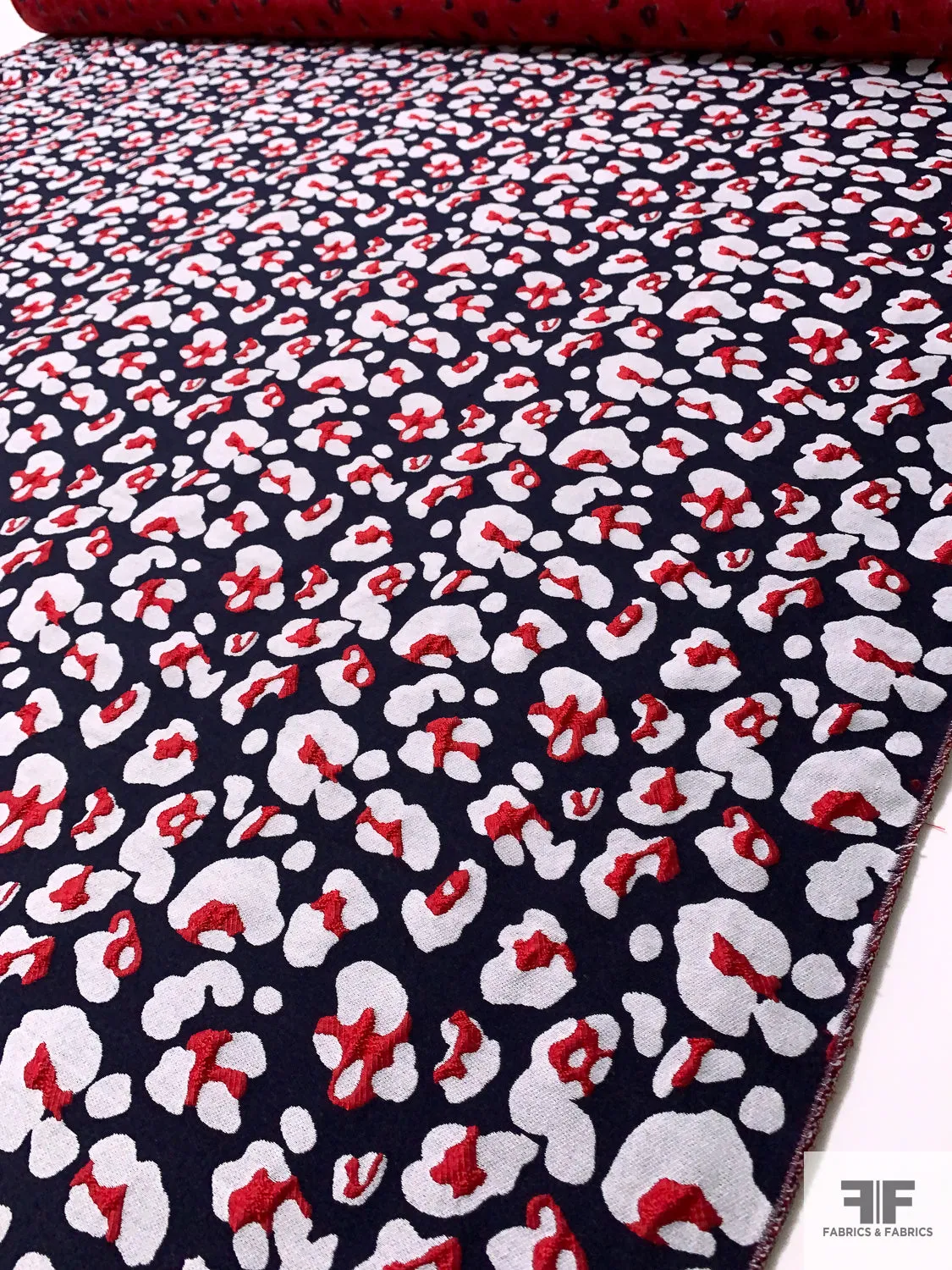 Animal Pattern Brocade - Navy / Red / White