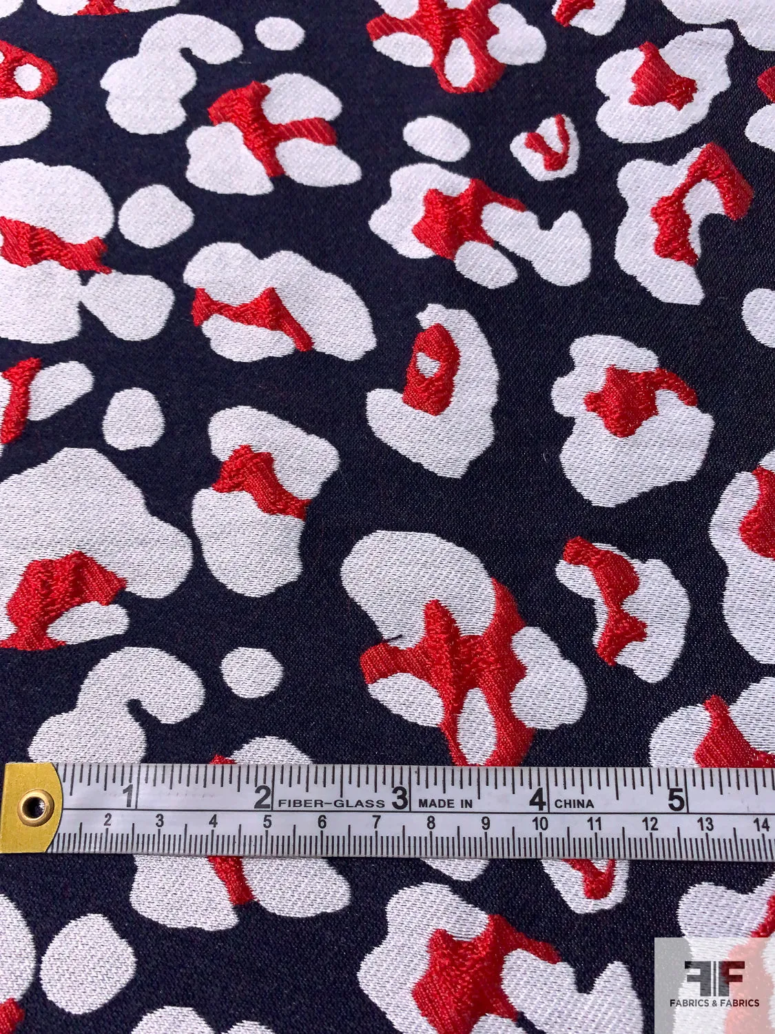 Animal Pattern Brocade - Navy / Red / White