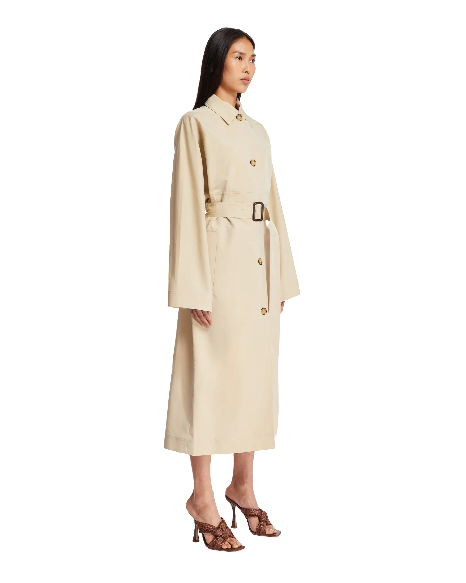 Beige Collared Trench Coat