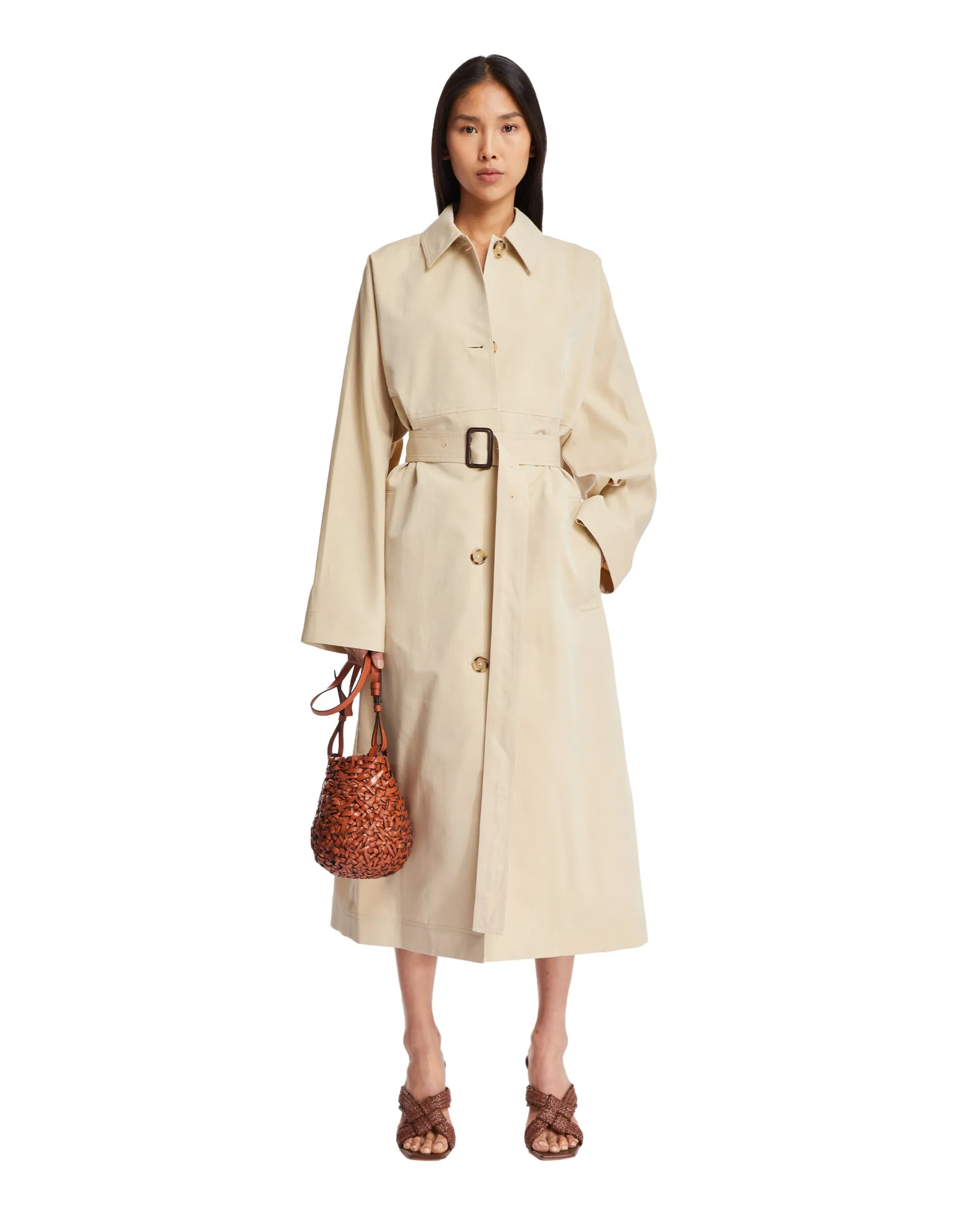 Beige Collared Trench Coat