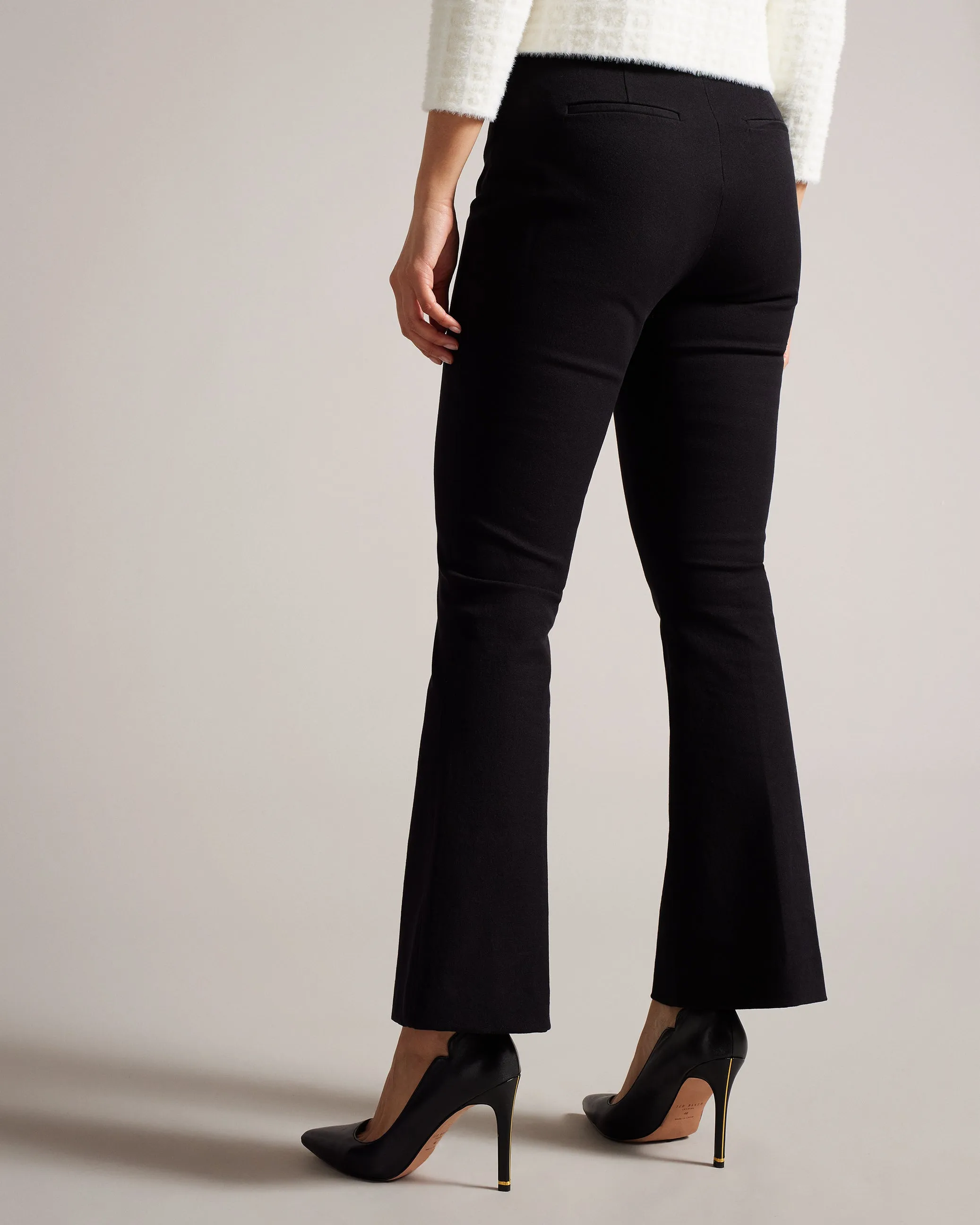 Belenah Slim Fit Kick Flare Trousers Black