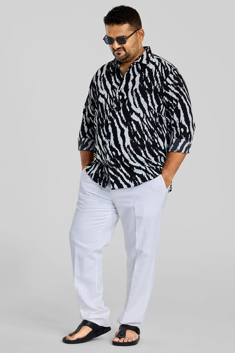 Black Animal Print Regular Fit Shirt