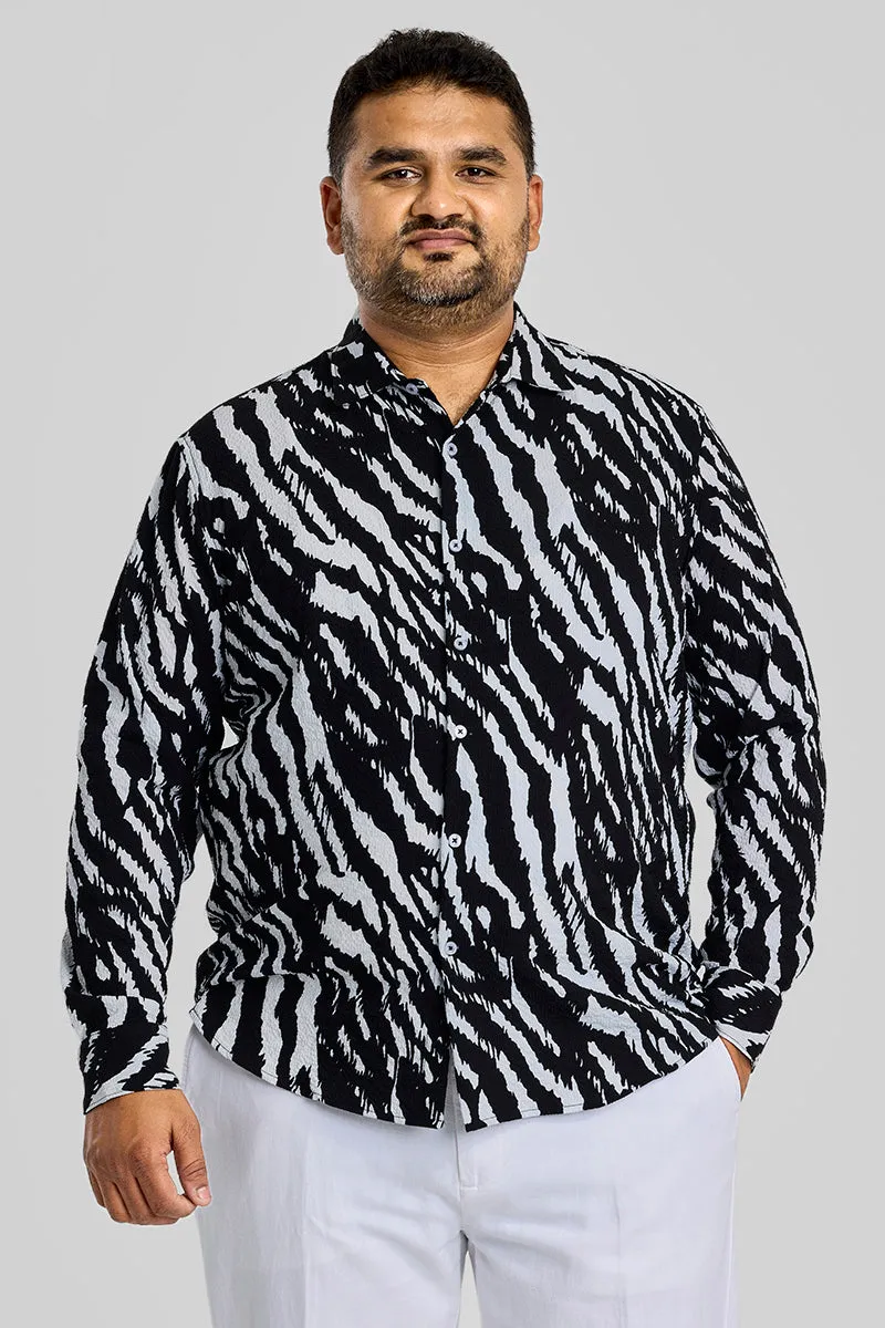 Black Animal Print Regular Fit Shirt