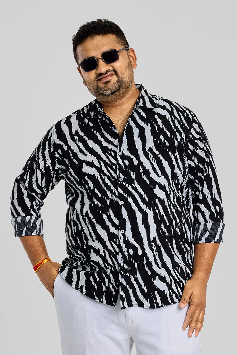 Black Animal Print Regular Fit Shirt