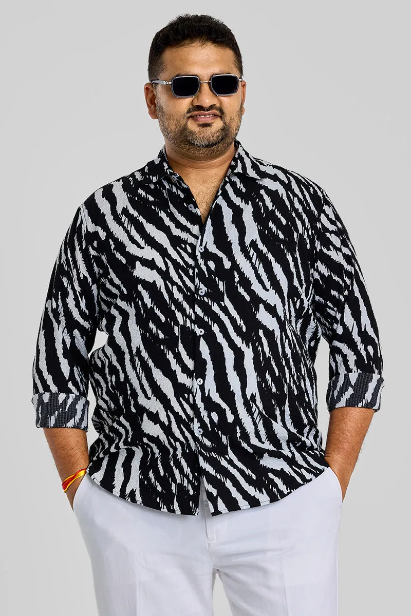 Black Animal Print Regular Fit Shirt