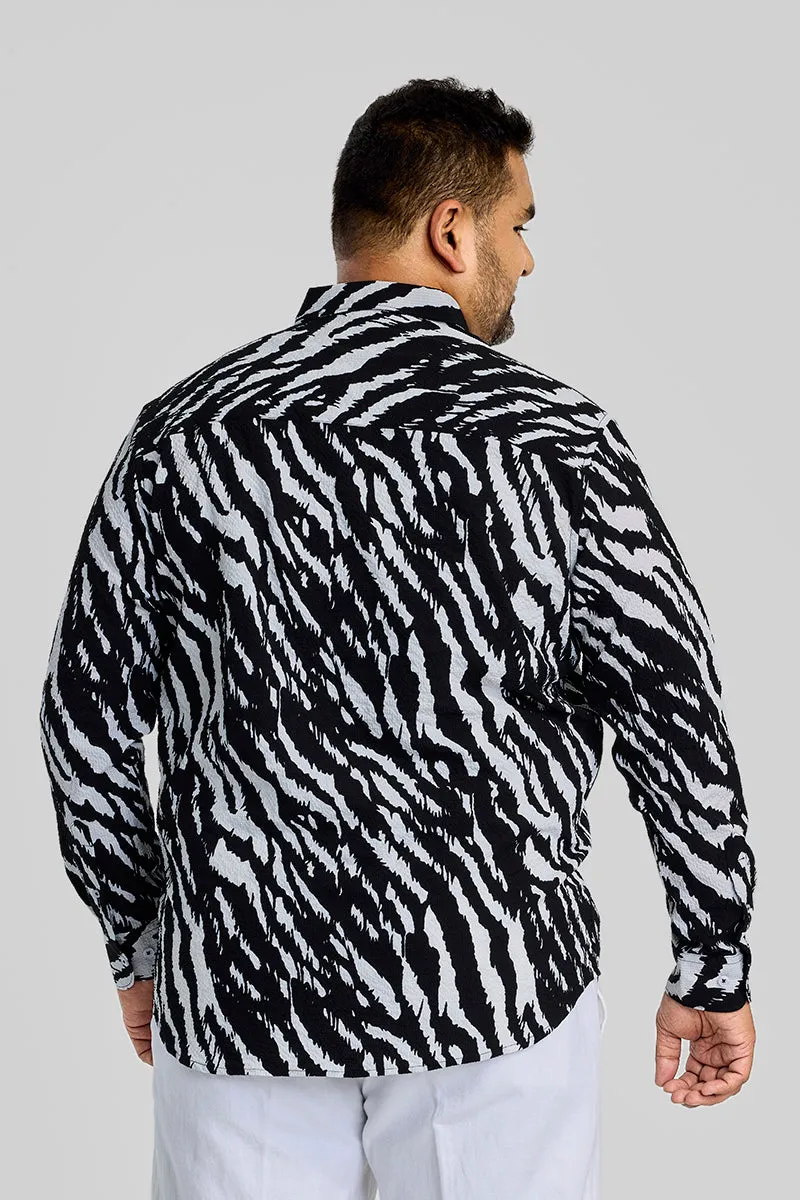 Black Animal Print Regular Fit Shirt