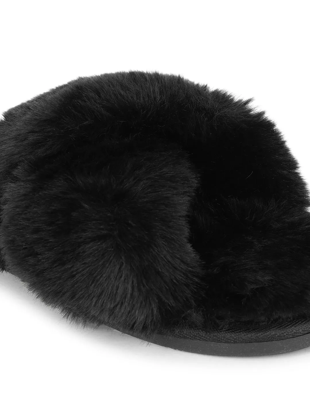 Black Fur Winter Warm Comfy Slipper (TC-INDSLIP1-BLK)