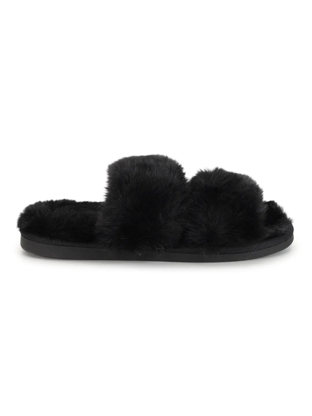 Black Fur Winter Warm Comfy Slipper (TC-INDSLIP2-BLK)