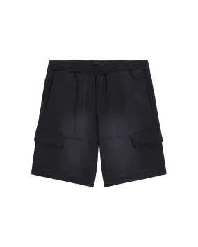 BLACK GARMENT DYE CARGO SHORTS