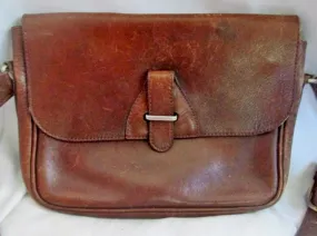 Boutique Distressed Flap Saddle Bag Leather Man Purse Shoulder Bag Crossbody BROWN