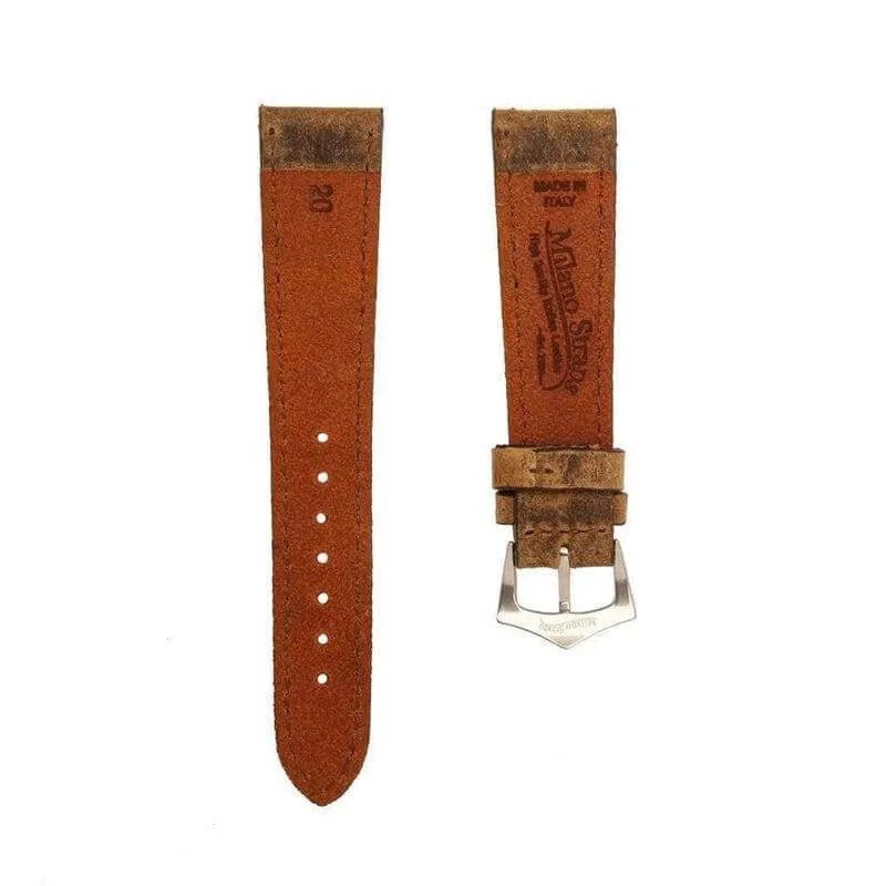 Brown Leather Vintage Brown Stitches Watch Strap