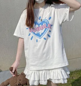 BUBBLE Tee With Heart Print