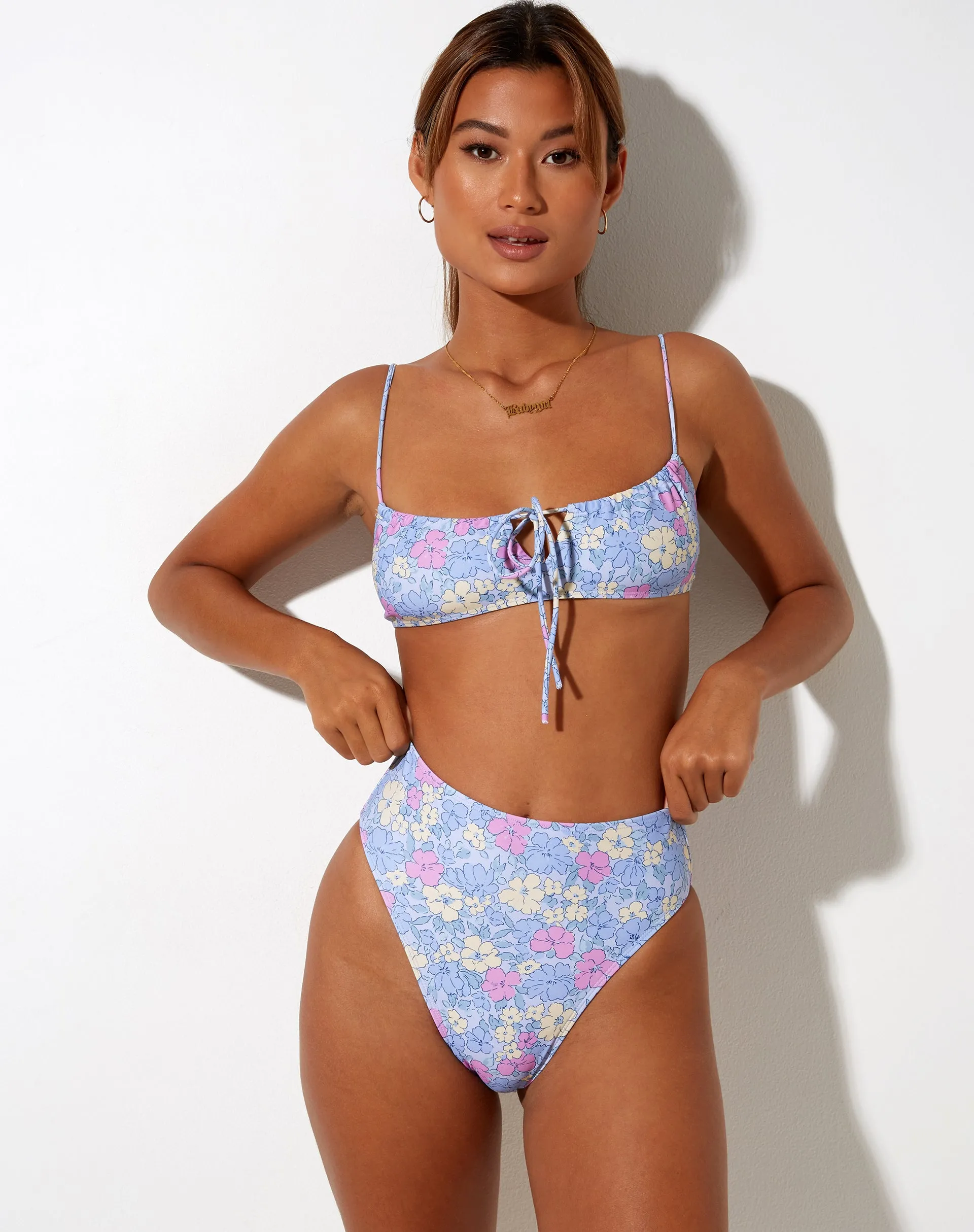 Carmeson Bikini Bottom in Washed Out Pastel Floral