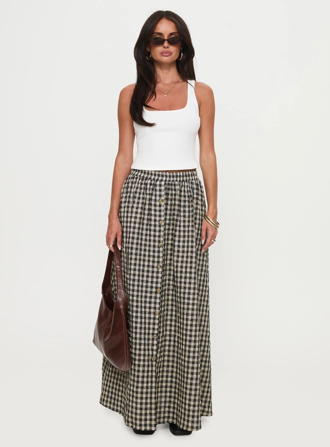 Cartmel Check Maxi Skirt Black / Cream