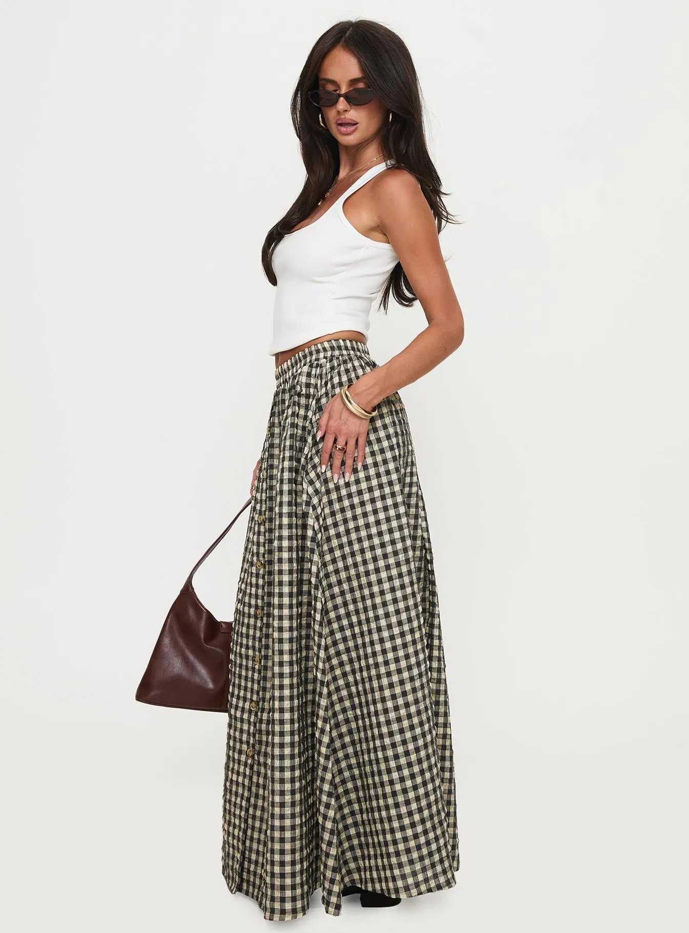 Cartmel Check Maxi Skirt Black / Cream