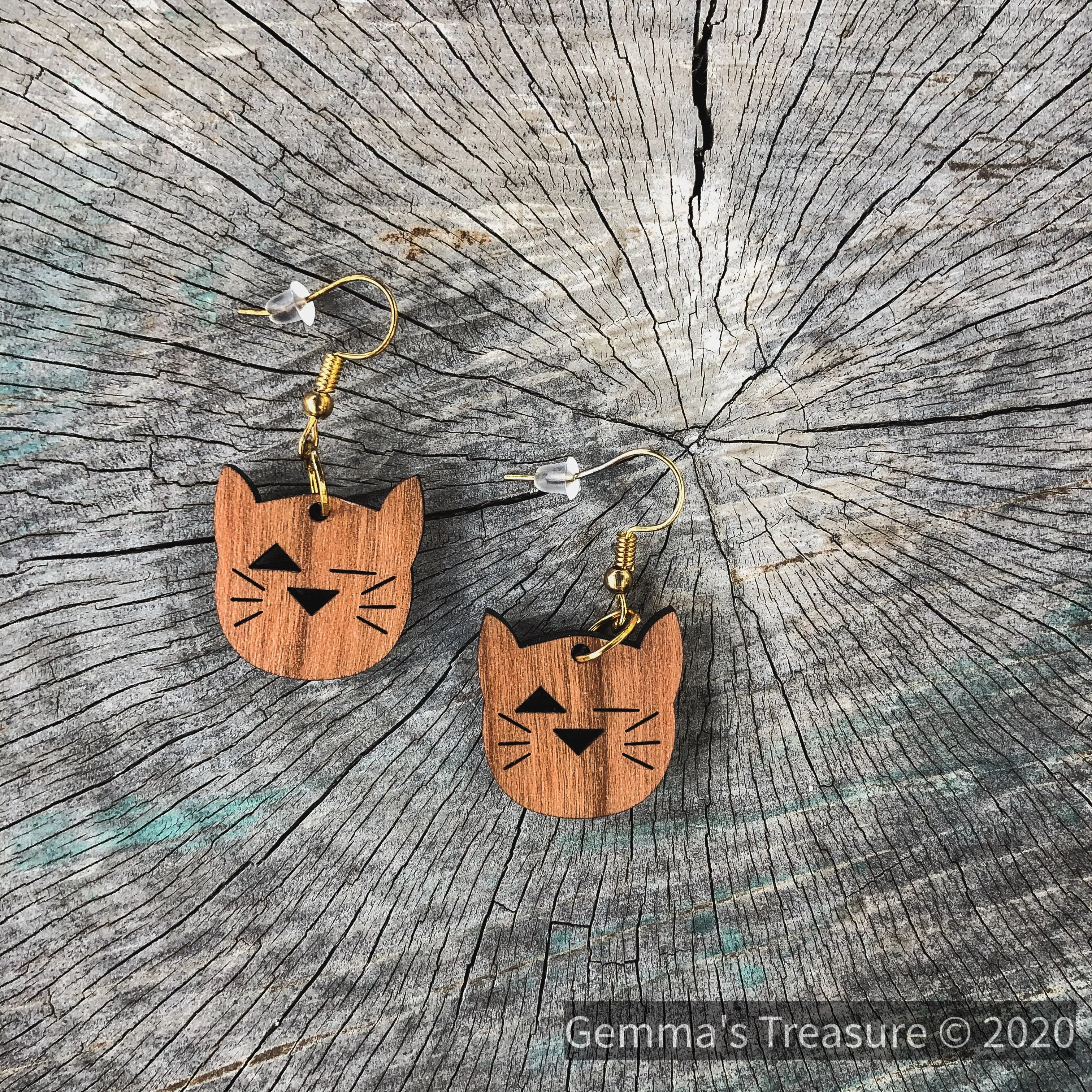 Cat’s Meow Wood Earrings - Made in Hawaii