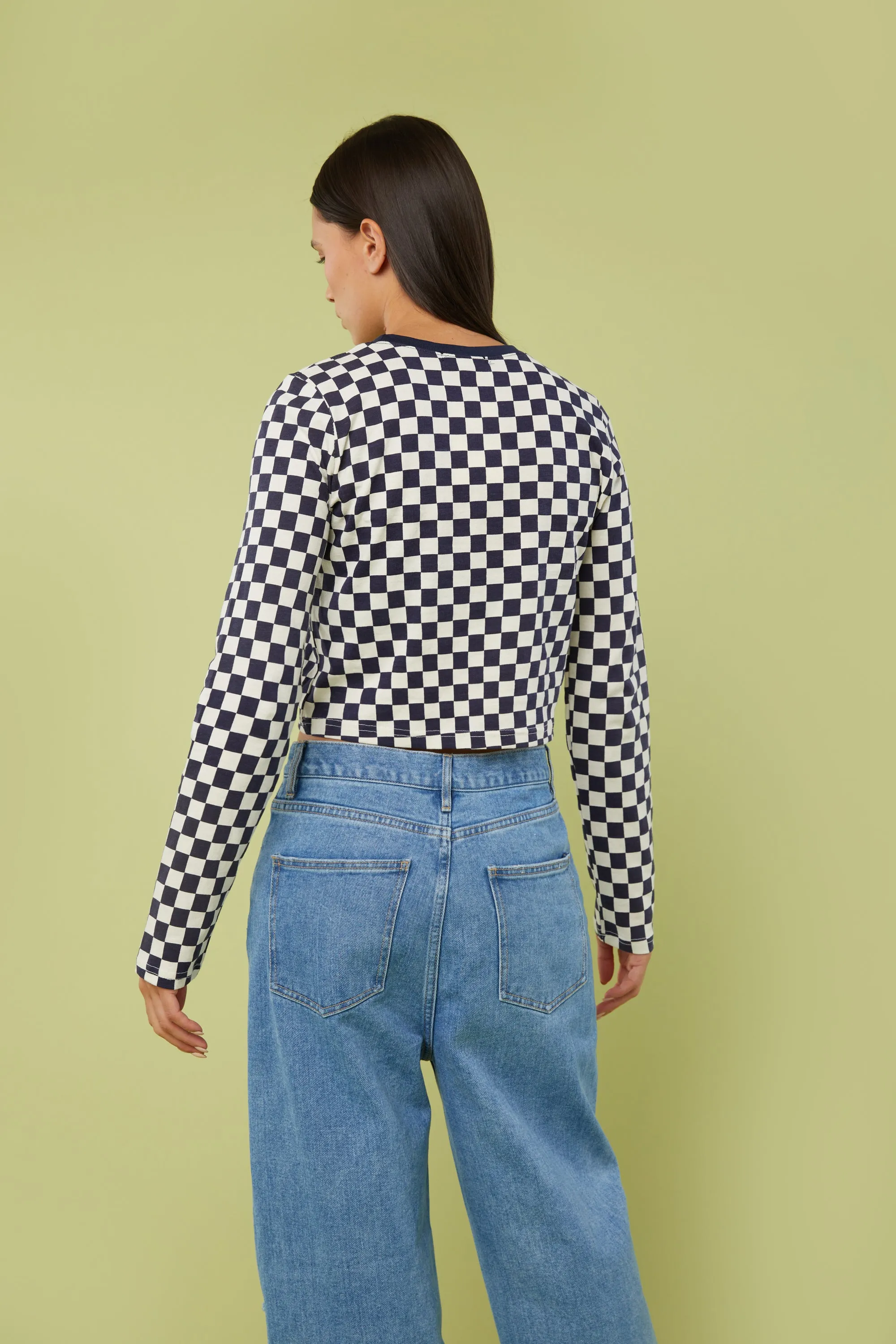 CHECKERED LONG SLEEVE TOP