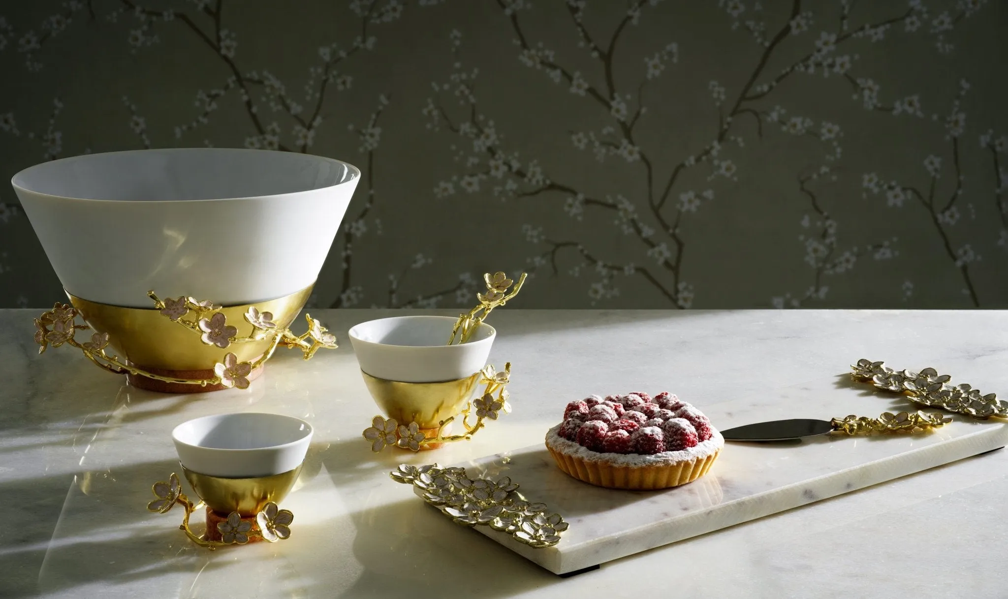 Cherry Blossom Porcelain Small Bowl with Spoon