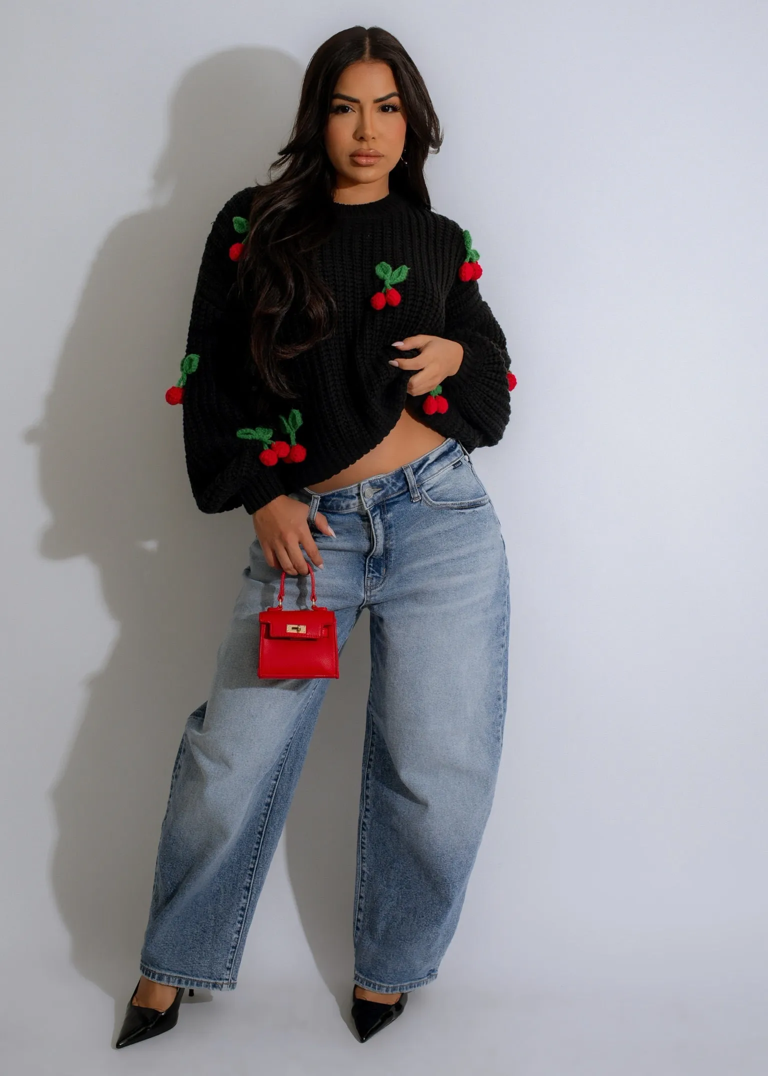 Cherry Pop Sweater Knit Black