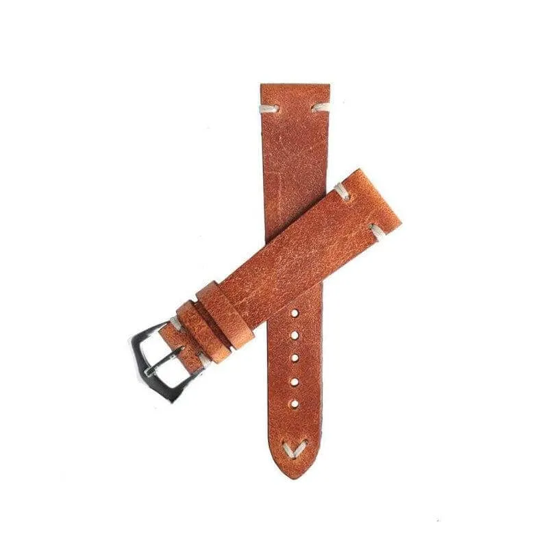 Cognac Vintage Leather Watch Strap