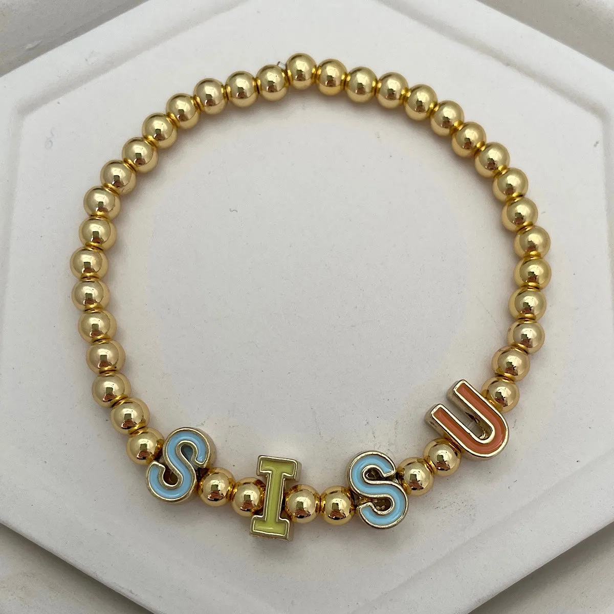 Color Pop Letter Bead Bracelet