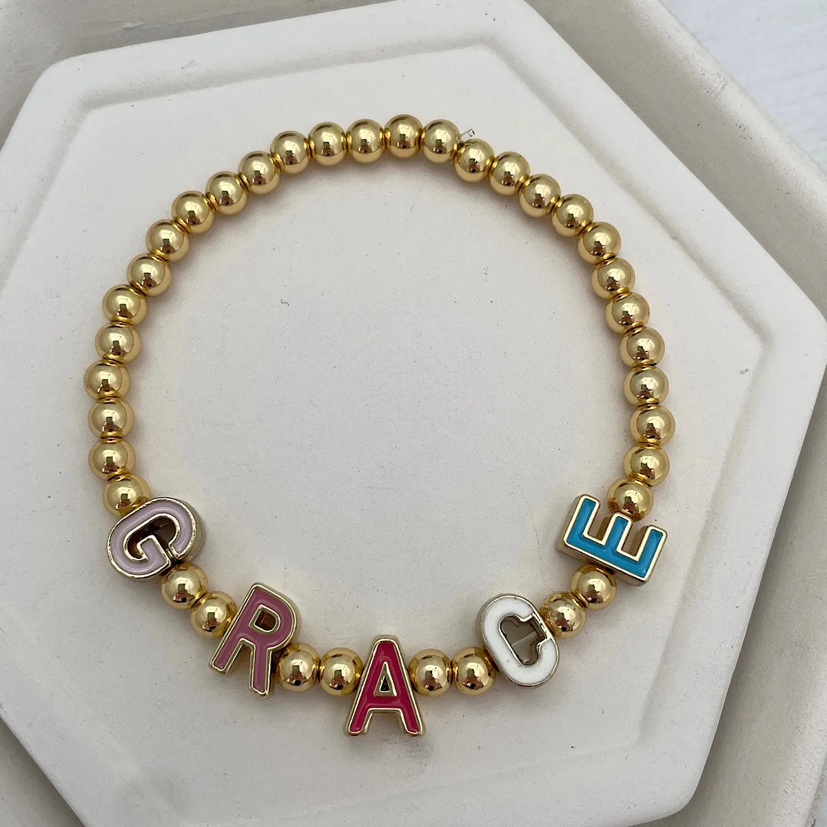 Color Pop Letter Bead Bracelet