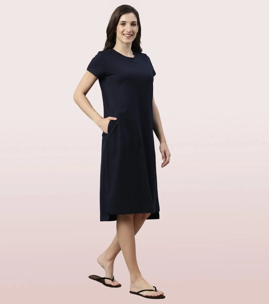 Comfy Dress | Short Sleeve Cotton Terry Lounge Dress