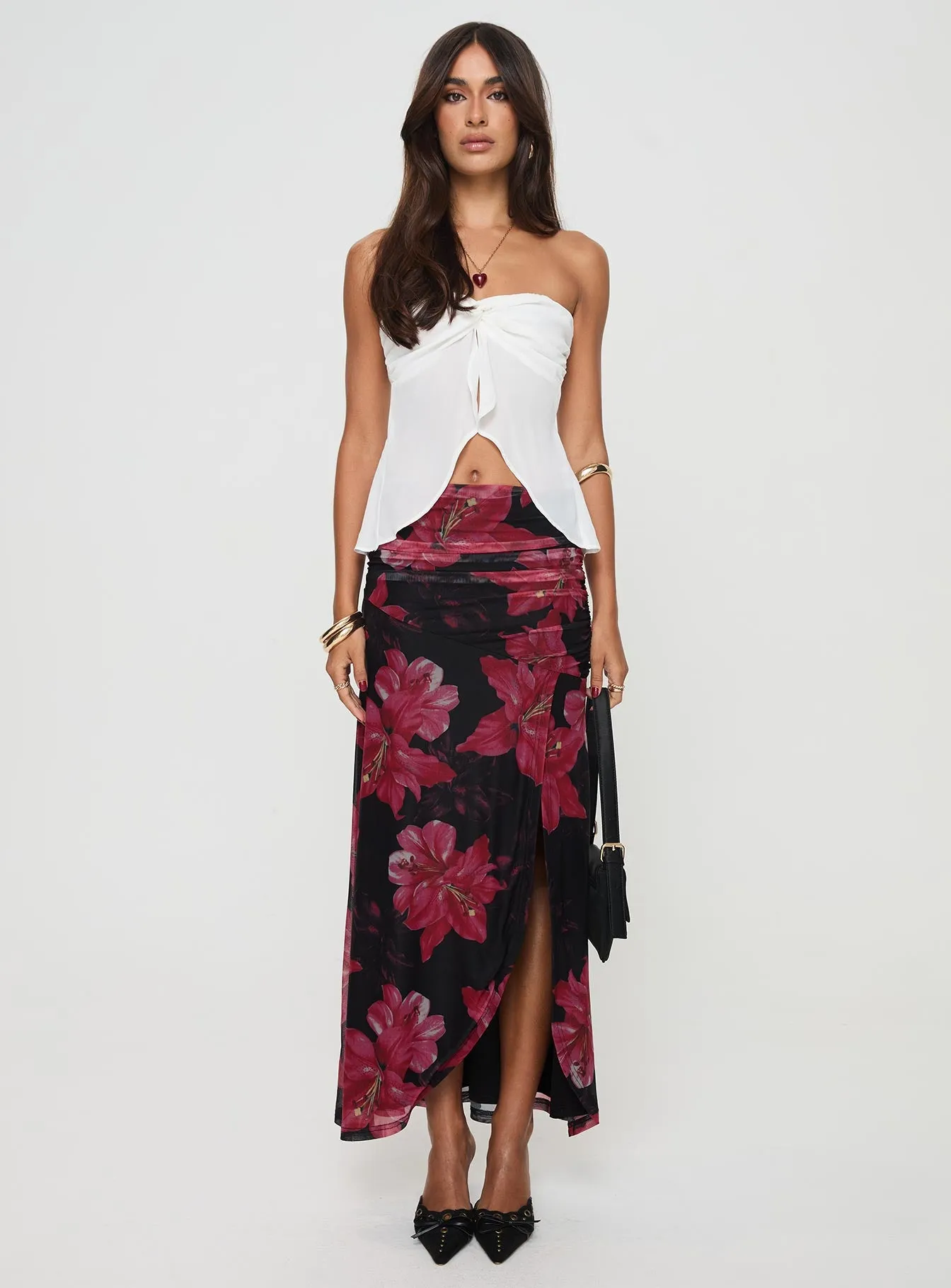 Cooperi Maxi Skirt Black / Red Floral