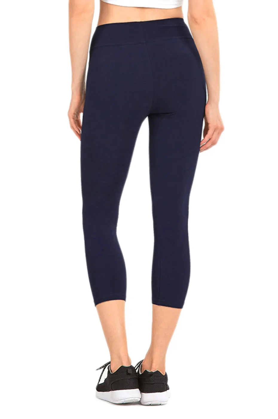 COTTONBELL LADIES COTTON CAPRI LEGGINGS (WP4001C_NAVY)