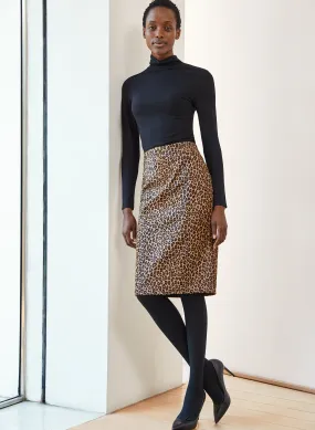 Cristina Leopard Leather Skirt