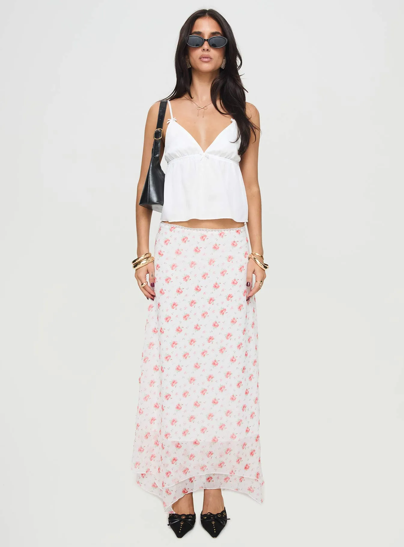 Dancing In A Field Maxi Skirt Pink Floral