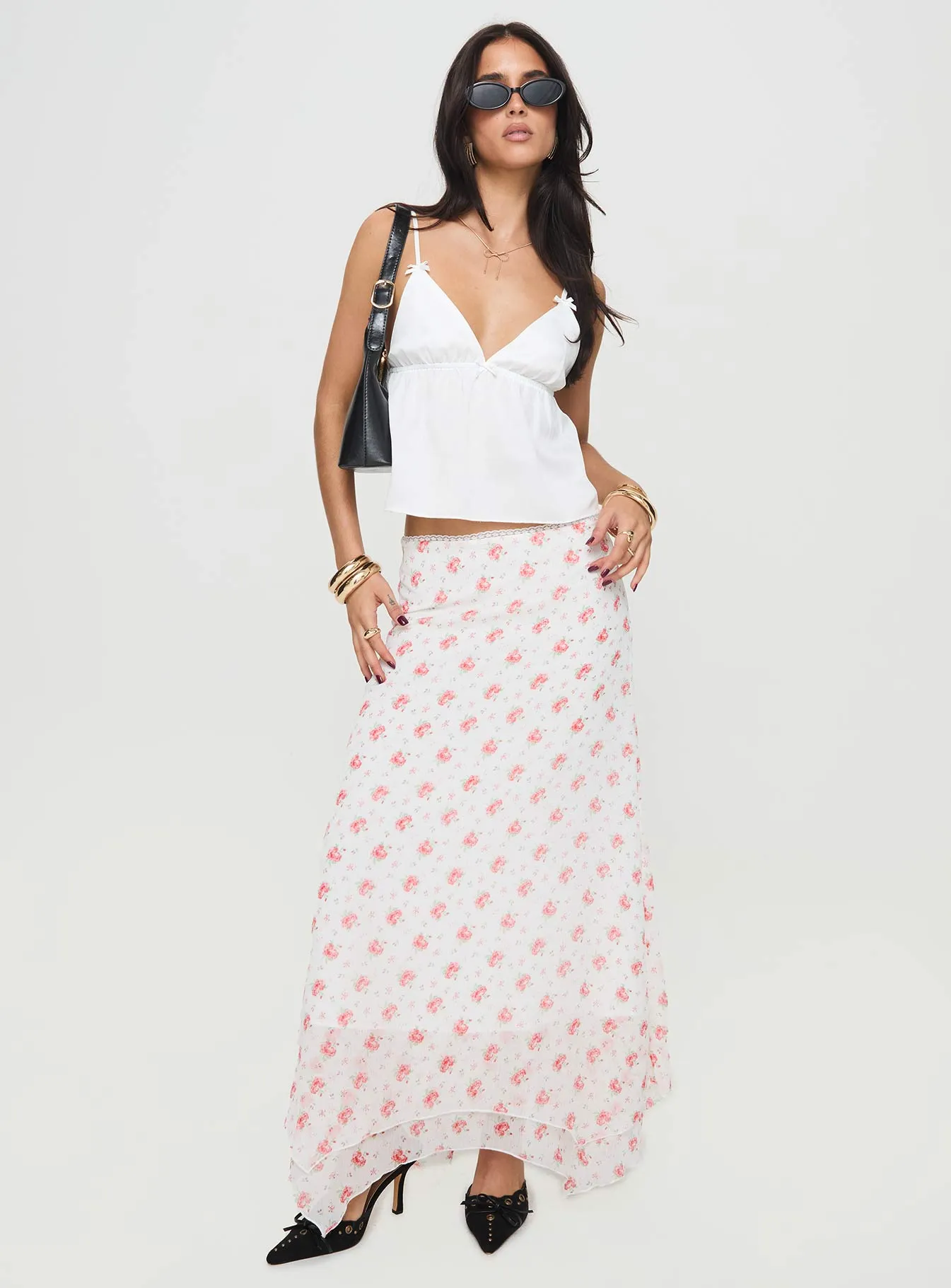 Dancing In A Field Maxi Skirt Pink Floral