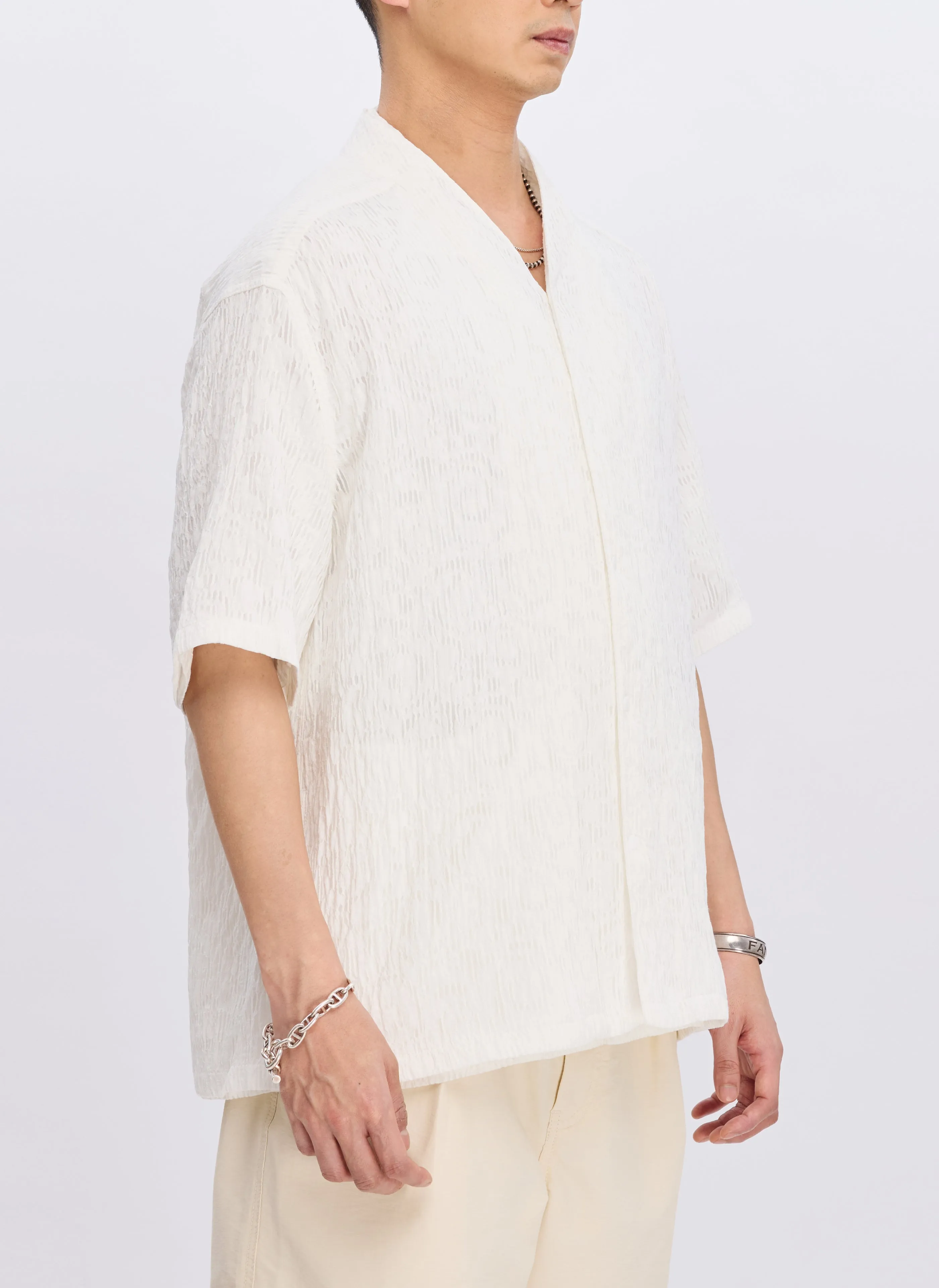 Distressed Rayon Nylon Oriental Shirt