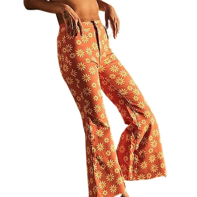 DressBetty - Daisy Floral Print Y2K Flare Cargo Pants