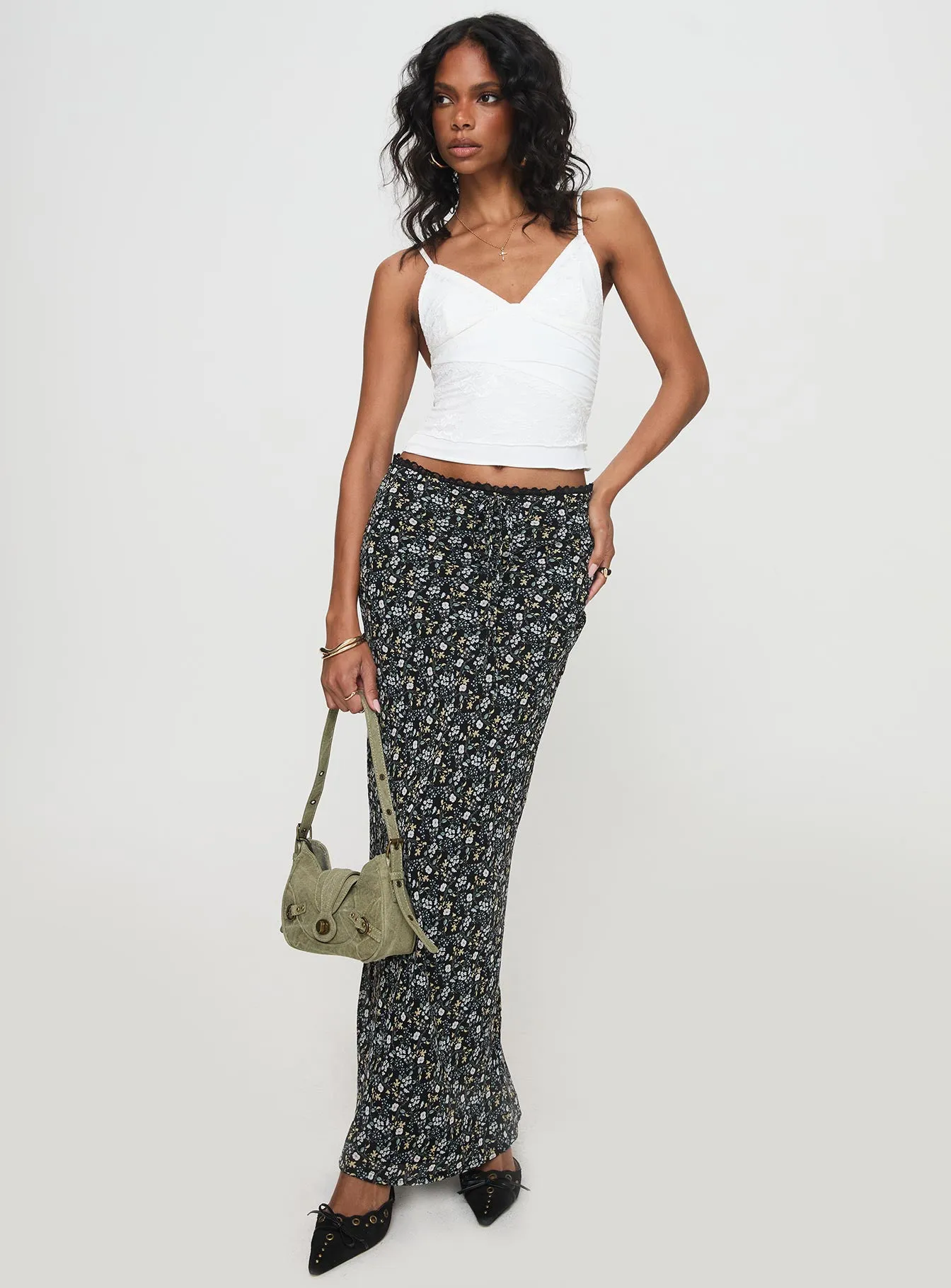 Emily Maxi Skirt Blue / Black Floral