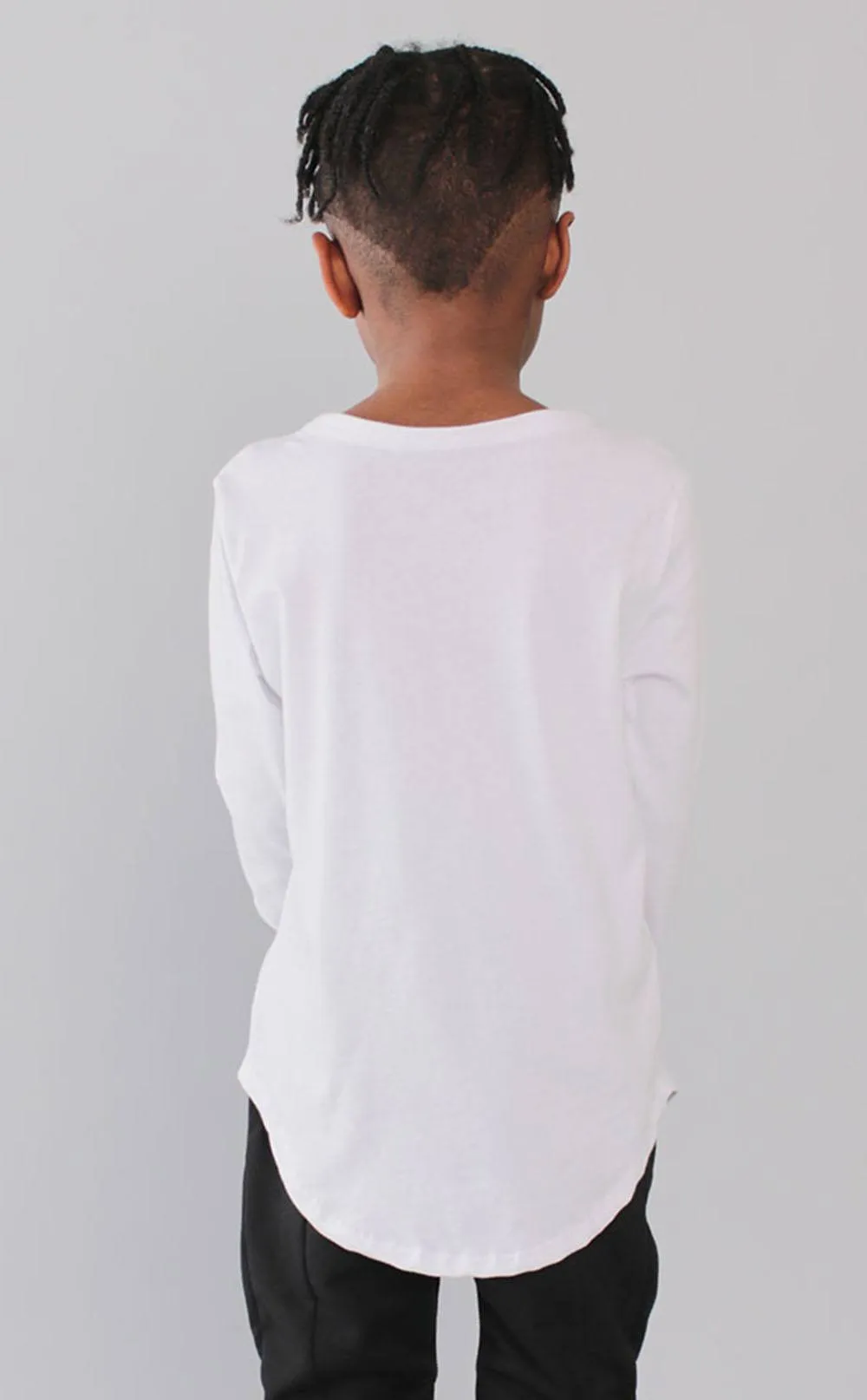 Entree Kids Fashion Curved Hem Pocket White Long Sleeve